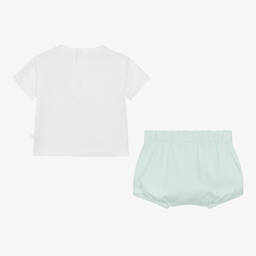 Laranjinha-Mint Green & White Cotton Baby Shorts Set | Childrensalon Outlet