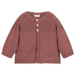 Laranjinha-Pink Knitted Baby Cardigan | Childrensalon Outlet