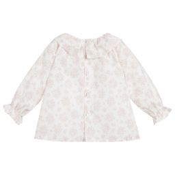 Laranjinha-بلوز قطن فوال لون زهري وأبيض | Childrensalon Outlet