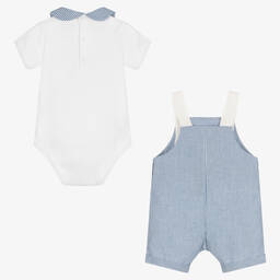 Laranjinha-Белое боди и голубые шорты на бретелях | Childrensalon Outlet