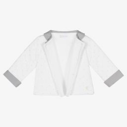 Laranjinha-White & Grey Cotton Baby Jacket | Childrensalon Outlet