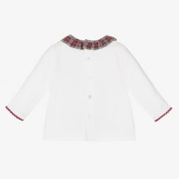 Laranjinha-White & Red Cotton Baby Top | Childrensalon Outlet