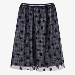 Le Chic-Blue Sequin Heart Skirt | Childrensalon Outlet