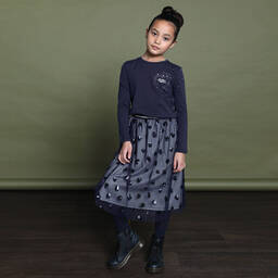 Le Chic-Blue Sequin Heart Skirt | Childrensalon Outlet