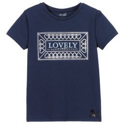 Le Chic-Blue & Silver Cotton T-Shirt | Childrensalon Outlet