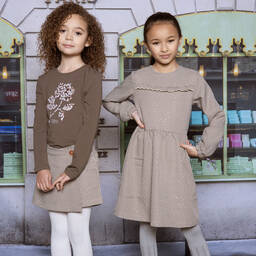 Le Chic-Бежевое платье в гусиную лапку со стразами | Childrensalon Outlet