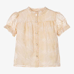 Le Chic-بلوز شيفون مطرزة لون بيج للبنات | Childrensalon Outlet