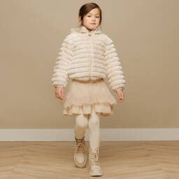 لو شيك-جاكيت فرو صناعي لون بيج للبنات | Childrensalon Outlet