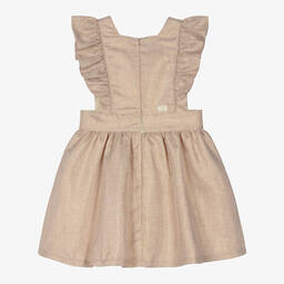 Le Chic-Girls Beige & Gold Pinafore Dress | Childrensalon Outlet