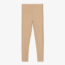 Le Chic-Girls Beige Ribbed Leggings | Childrensalon Outlet