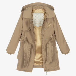 Le Chic-Girls Beige Ruffle Trench Coat | Childrensalon Outlet