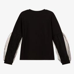 Le Chic-Girls Black Flower Top | Childrensalon Outlet