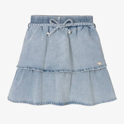Le Chic-Girls Blue Denim Ruffle Skirt | Childrensalon Outlet
