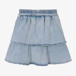 Le Chic-Girls Blue Denim Ruffle Skirt | Childrensalon Outlet