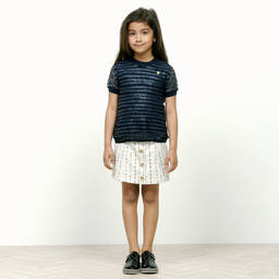 Le Chic-توب شبك وجلد إصطناعي لون كحلي للينات | Childrensalon Outlet