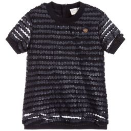 Le Chic-توب شبك وجلد إصطناعي لون كحلي للينات | Childrensalon Outlet