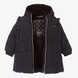 Le Chic-Girls Blue Hooded Coat | Childrensalon Outlet