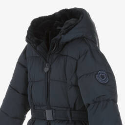 Le Chic-Girls Blue Quilted Coat with Bag | Childrensalon Outlet