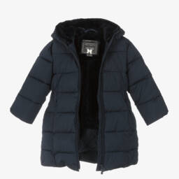 Le Chic-Girls Blue Quilted Coat with Bag | Childrensalon Outlet