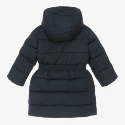 Le Chic-Girls Blue Quilted Coat with Bag | Childrensalon Outlet