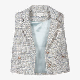 Le Chic-Girls Blue Tweed Waistcoat | Childrensalon Outlet