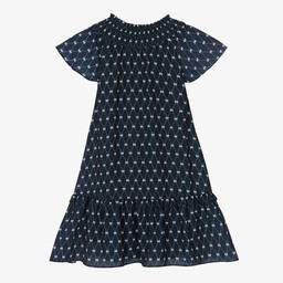 Le Chic-Girls Blue & White Chiffon Bow Dress | Childrensalon Outlet