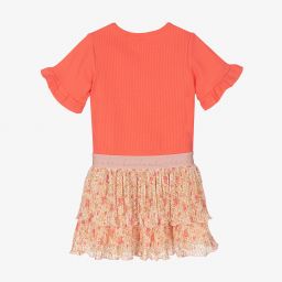 Le Chic-Girls Coral Pink Floral Dress | Childrensalon Outlet
