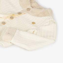 Le Chic-Girls Cream Ribbed Knit Cardigan | Childrensalon Outlet