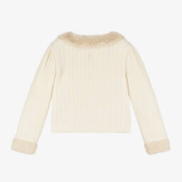 Le Chic-Girls Cream Ribbed Knit Cardigan | Childrensalon Outlet