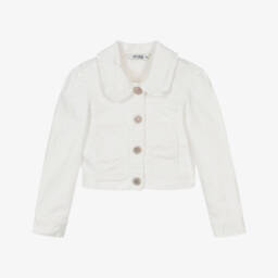 Le Chic-Кремовый джинсовый пиджак с рюшами для девочек | Childrensalon Outlet