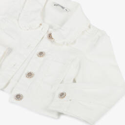 Le Chic-Кремовый джинсовый пиджак с рюшами для девочек | Childrensalon Outlet