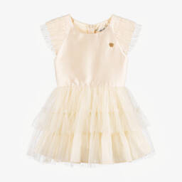 Le Chic-Girls Elegant Gold Satin Tulle Dress | Childrensalon Outlet
