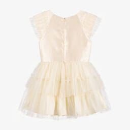 Le Chic-Girls Elegant Gold Satin Tulle Dress | Childrensalon Outlet