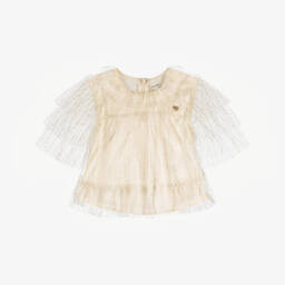 Le Chic-Girls Elegant Gold Tulle Top | Childrensalon Outlet