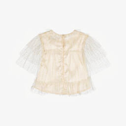 Le Chic-Girls Elegant Gold Tulle Top | Childrensalon Outlet