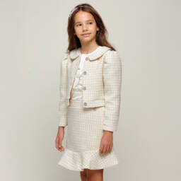 Le Chic-Girls Elegant Ivory & Gold Blazer | Childrensalon Outlet