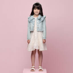 Le Chic-Girls Elegant Ruffled Blue Jacket | Childrensalon Outlet