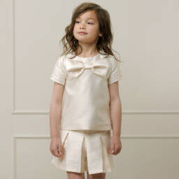 Le Chic-Girls Elegant Satin Gold Shorts | Childrensalon Outlet