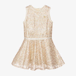 Le Chic-فستان ذهبي وعاجي ساحر للبنات | Childrensalon Outlet