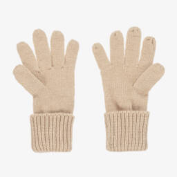 Le Chic-Girls Glittery Beige Knit Gloves | Childrensalon Outlet