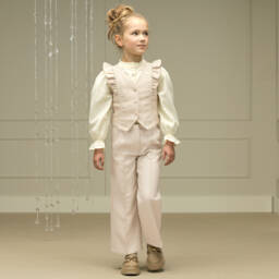Le Chic-Girls Gold Check Pattern Trousers | Childrensalon Outlet