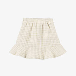 Le Chic-Girls Gold-Infused Ivory Tweed Skirt | Childrensalon Outlet