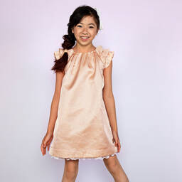 Le Chic-Girls Gold Ruffle Dress | Childrensalon Outlet
