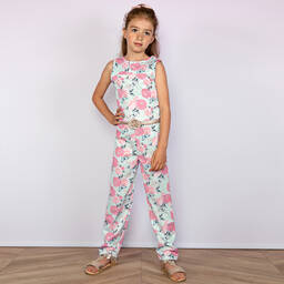 Le Chic-Girls Green Floral Print Jumpsuit | Childrensalon Outlet