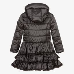Le Chic-Girls Grey Puffer Ruffle Coat | Childrensalon Outlet