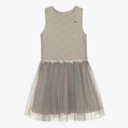Le Chic-Girls Grey Tulle & Lace Dress | Childrensalon Outlet