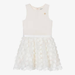 Le Chic-Girls Ivory Chiffon Flower Dress | Childrensalon Outlet