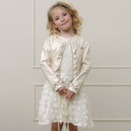 Le Chic-Girls Ivory Chiffon Flower Dress | Childrensalon Outlet