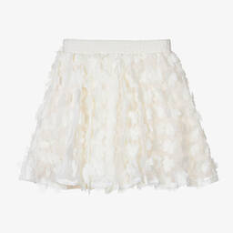 Le Chic-Girls Ivory Chiffon Flower Skirt | Childrensalon Outlet