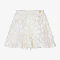 Le Chic-Girls Ivory Chiffon Flower Skirt | Childrensalon Outlet